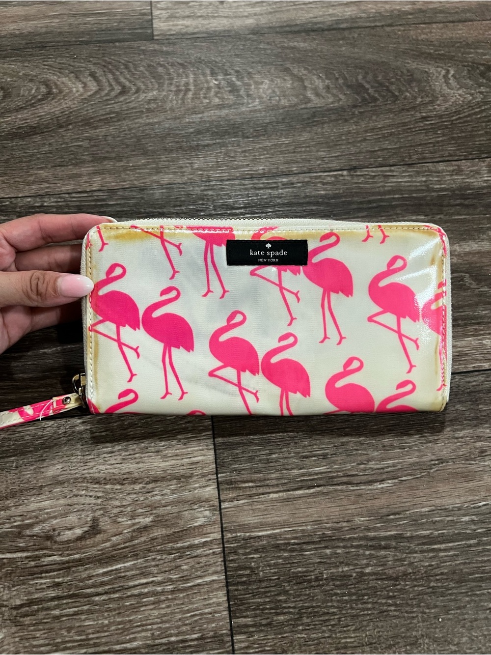 ❤️BUY 2 GET 1 FREE❤️ kate spade Cream Zip Wallet with Gold Logo